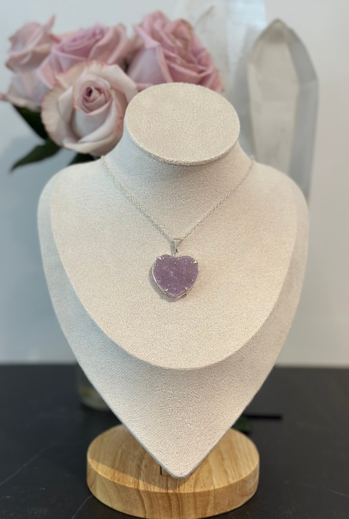 Amethyst Druzy Heart Necklace