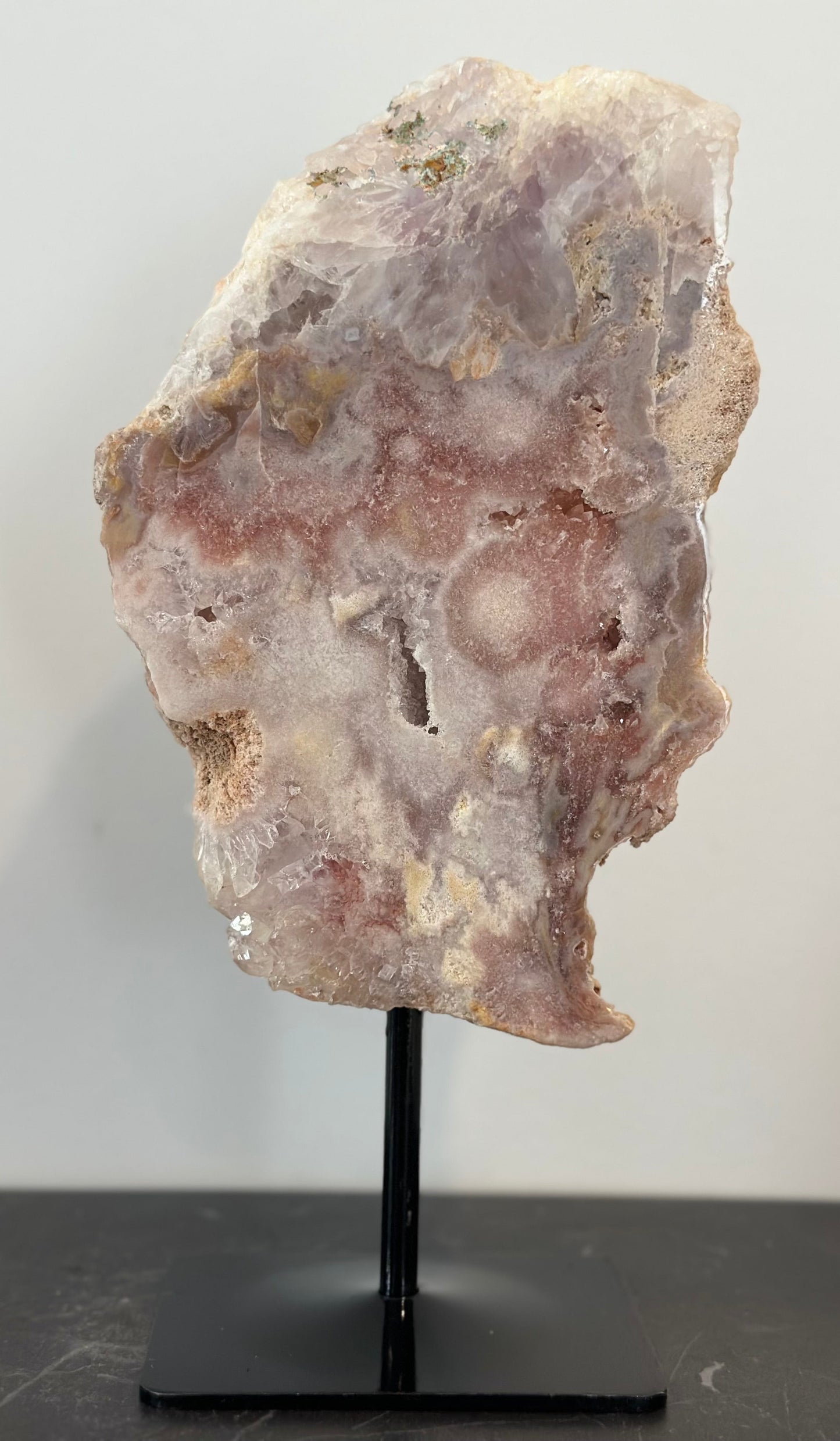 Pink Amethyst Slab with Natural Quartz Accents