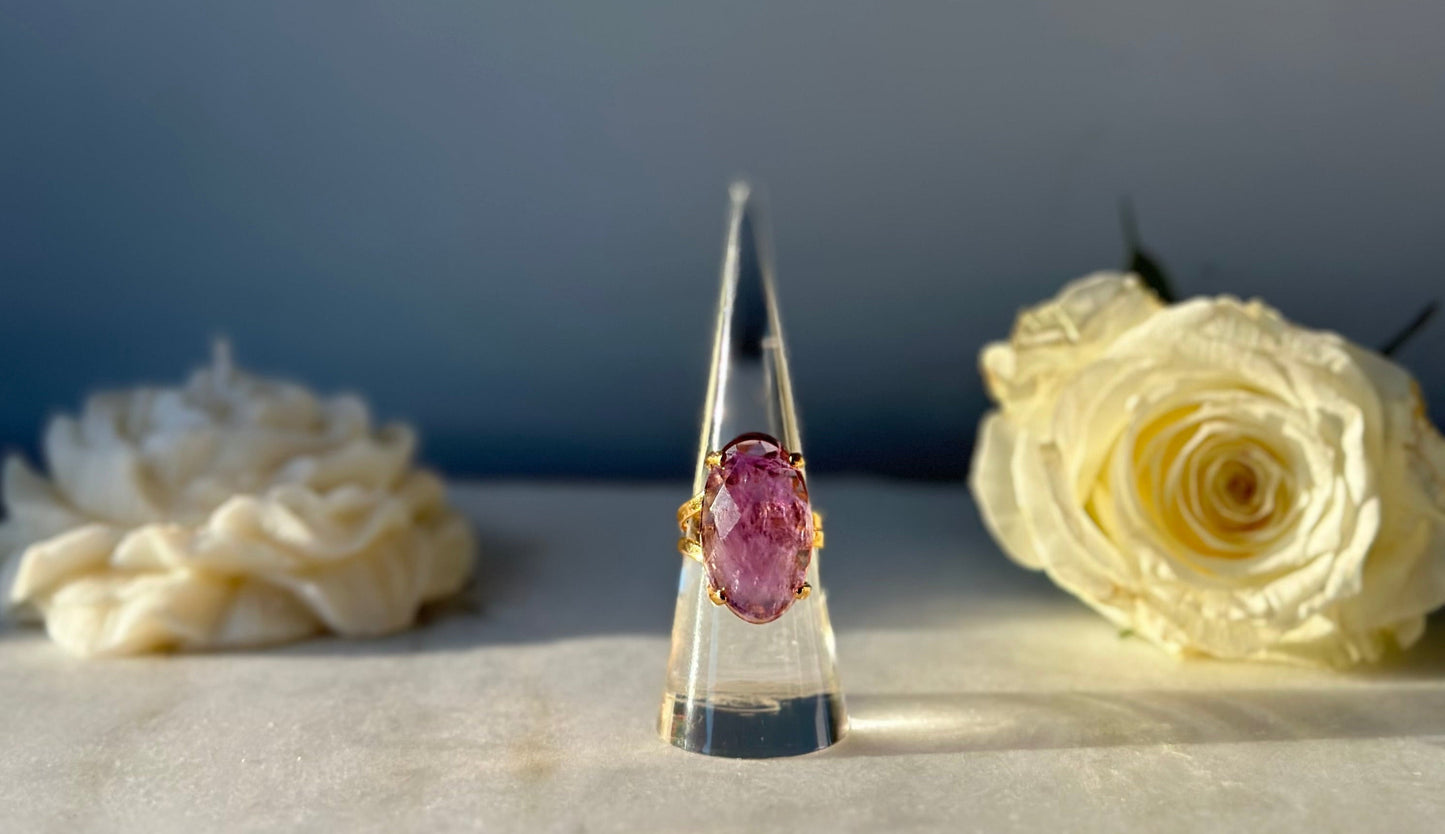 Faceted Amethyst Adjustable Ring
