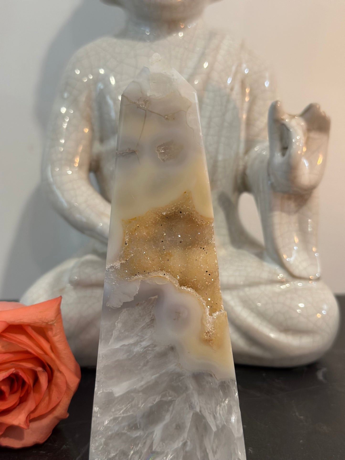 Golden Druzy Agate Tower