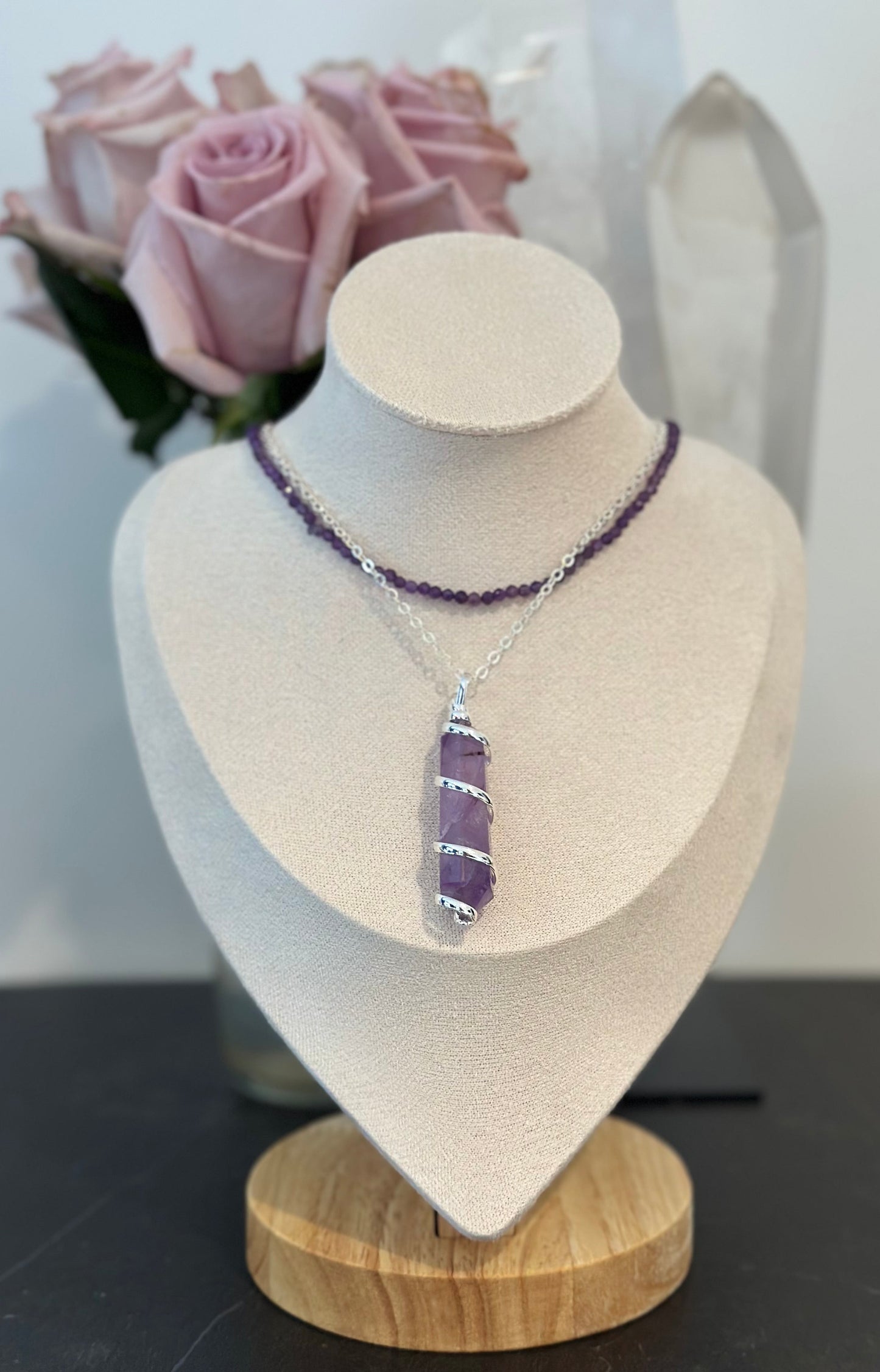 Amethyst Spiral Pendant Necklace