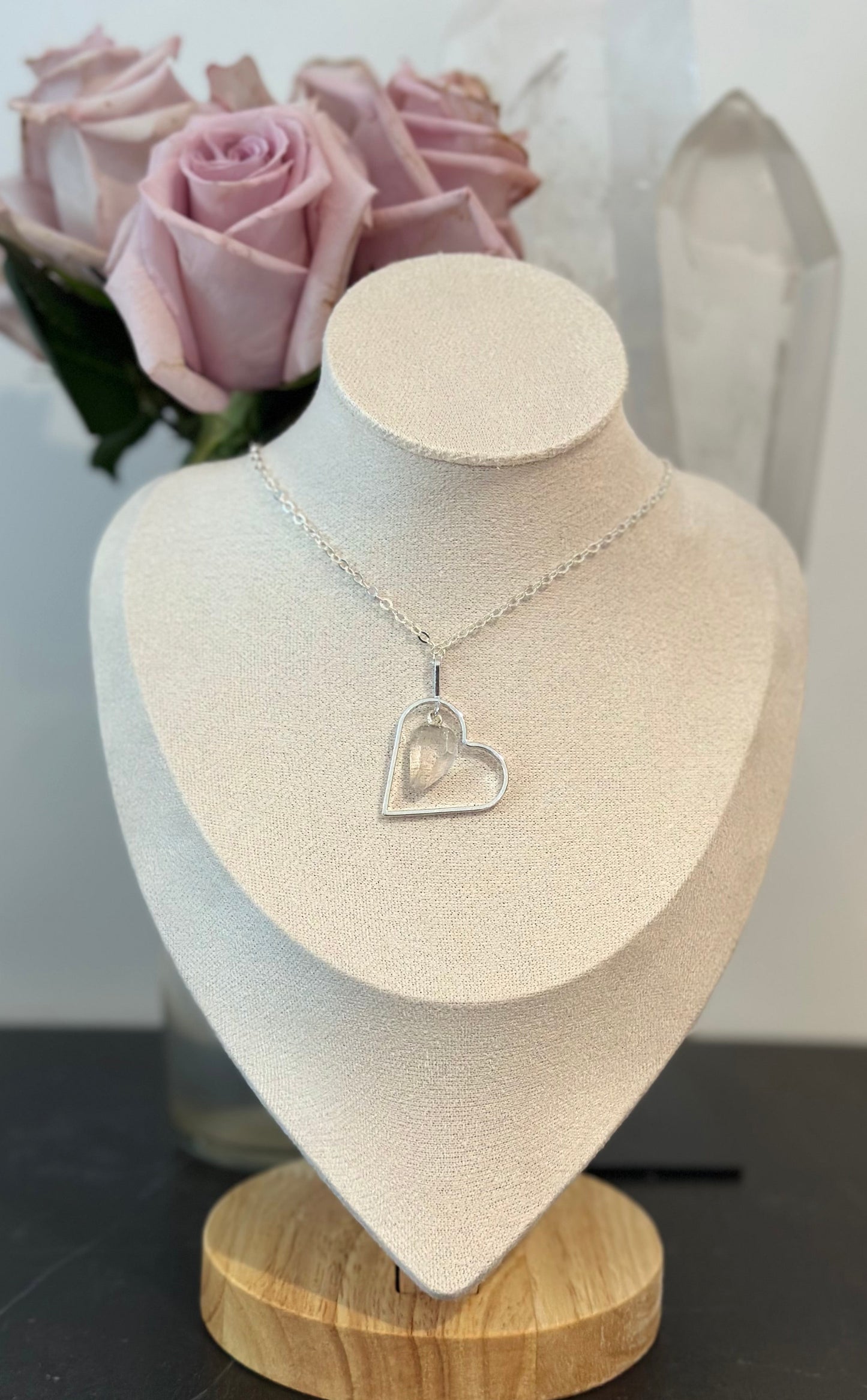 Clear Quartz Heart Necklace