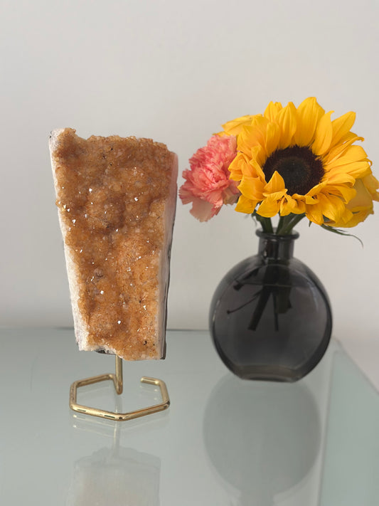 Yellow Amethyst Cluster on Stand