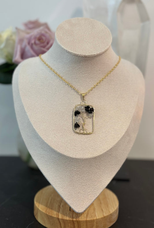 Tree of Life Necklace — Tourmaline & Clear Quartz