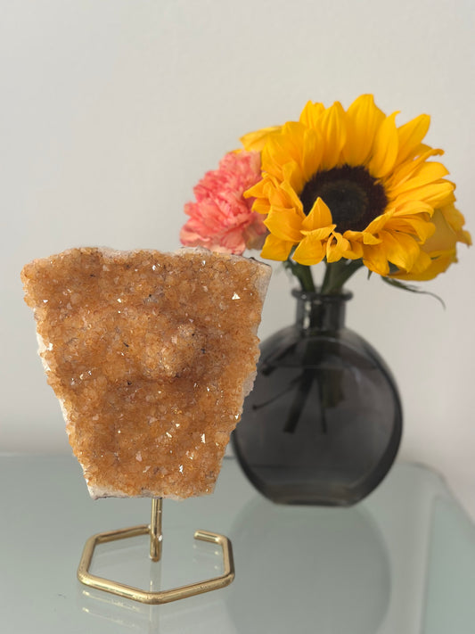Citrine Cluster on Gold Stand