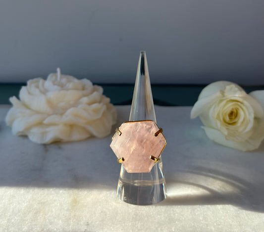 Rose Quartz Statement Ring (Adjustable)