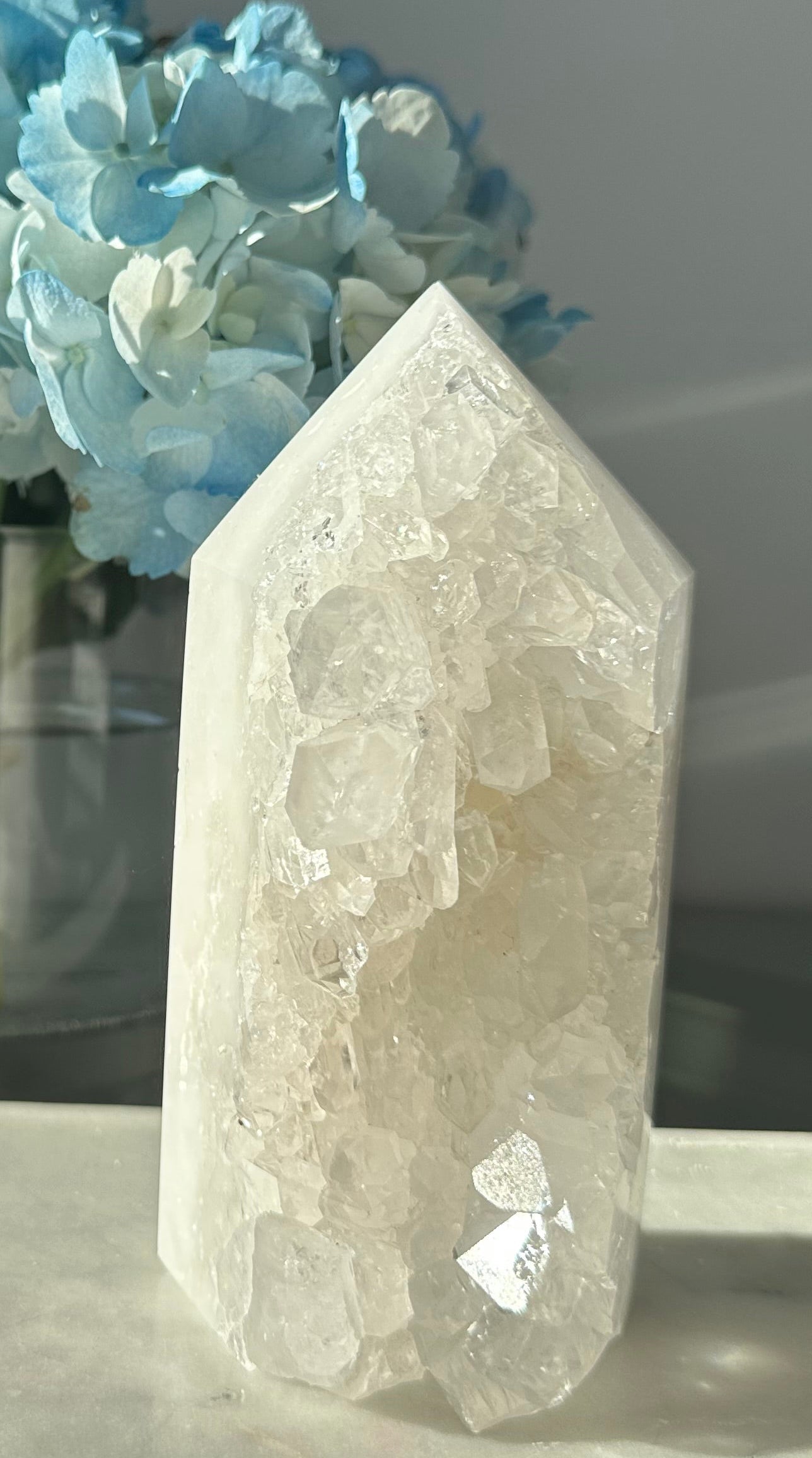 Clear Quartz Tower with Druzy Formation