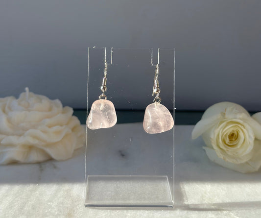 Rose Quartz Tumble Earrings