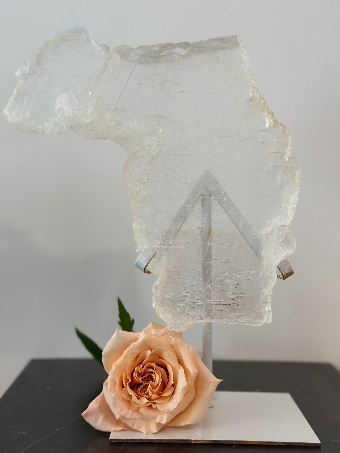 Large Selenite Slab on Stand