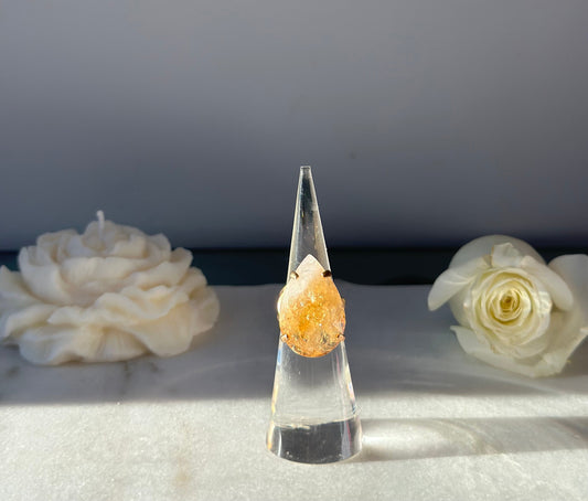 Faceted Pear-Shaped Citrine Ring
