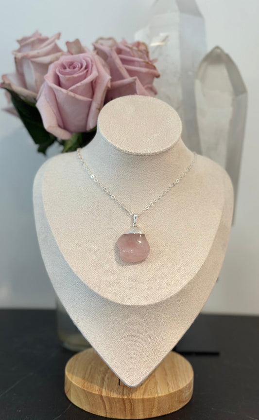 Rose Quartz Heart Pendant Necklace