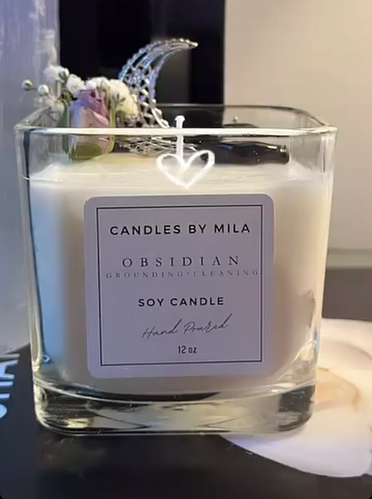 Obsidian Candle — Grounding & Cleansing