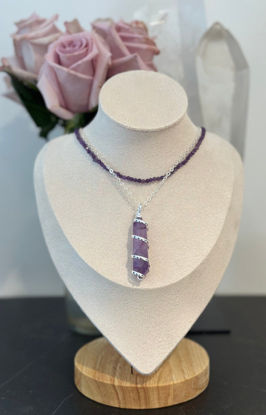 Amethyst Spiral Pendant Necklace