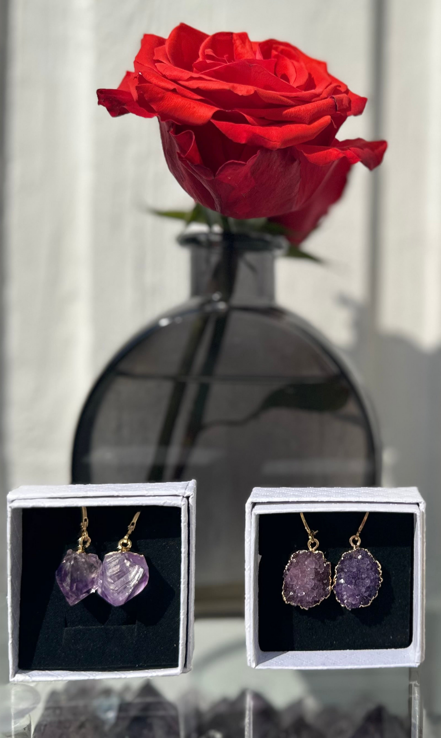 Raw & Druzy Amethyst Earring