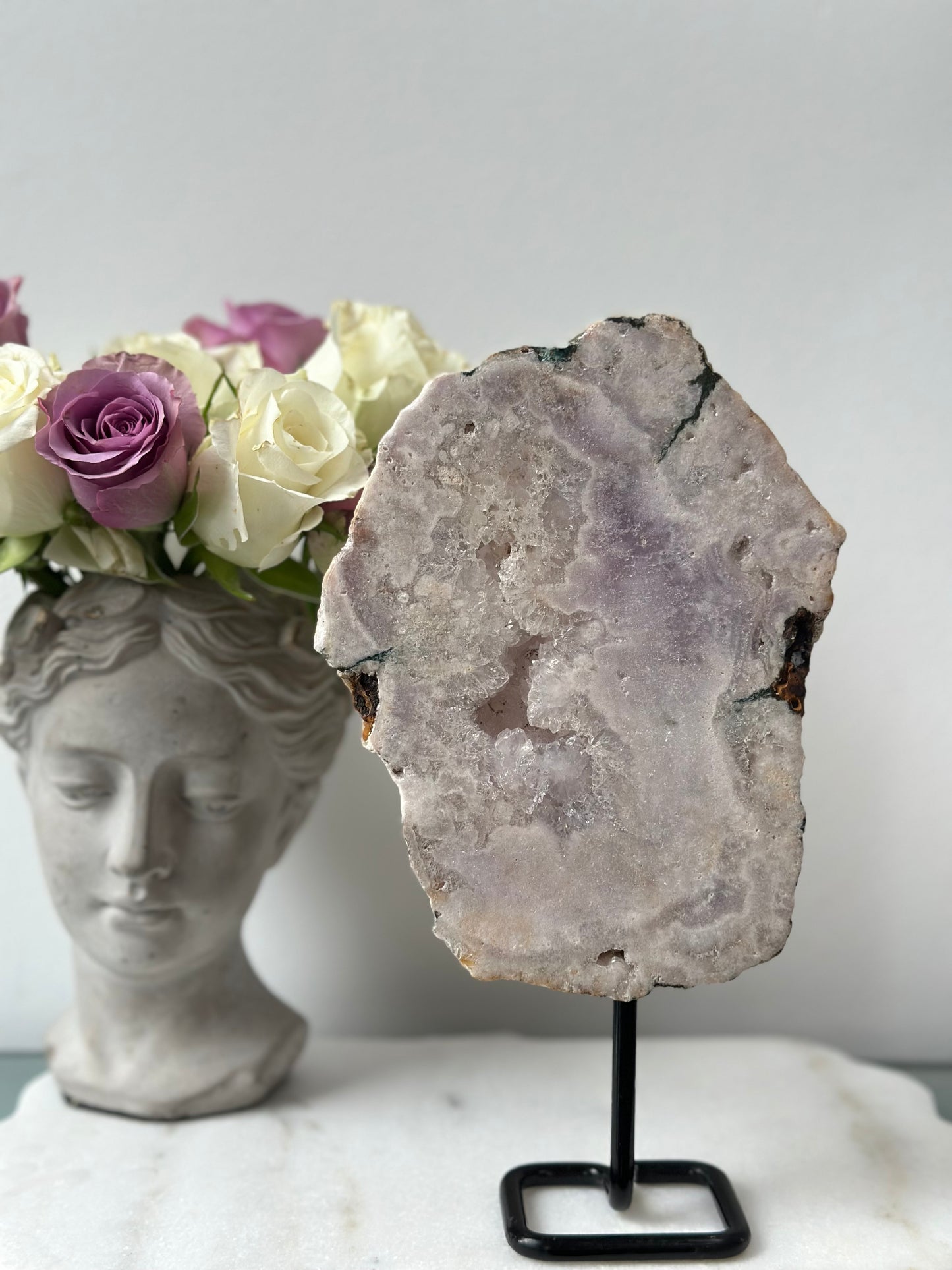 Amethyst Slab on Black Metal Stand