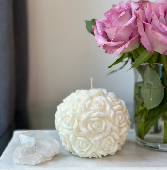 Rose Bloom Candle & Clear Quartz Gift Set