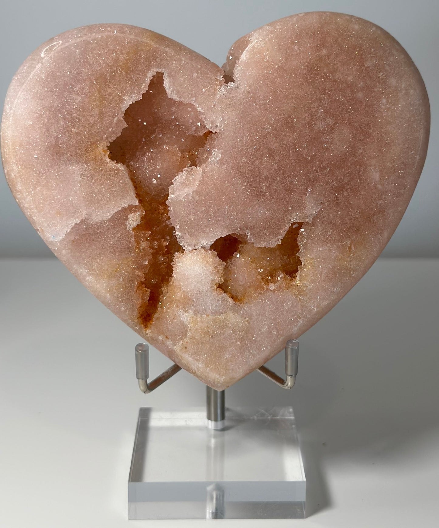 Pink Amethyst Heart with Druzy Center