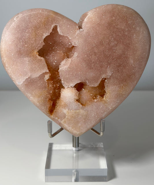 Pink Amethyst Heart with Druzy Center
