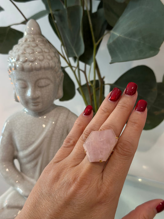 Rose Quartz Statement Ring