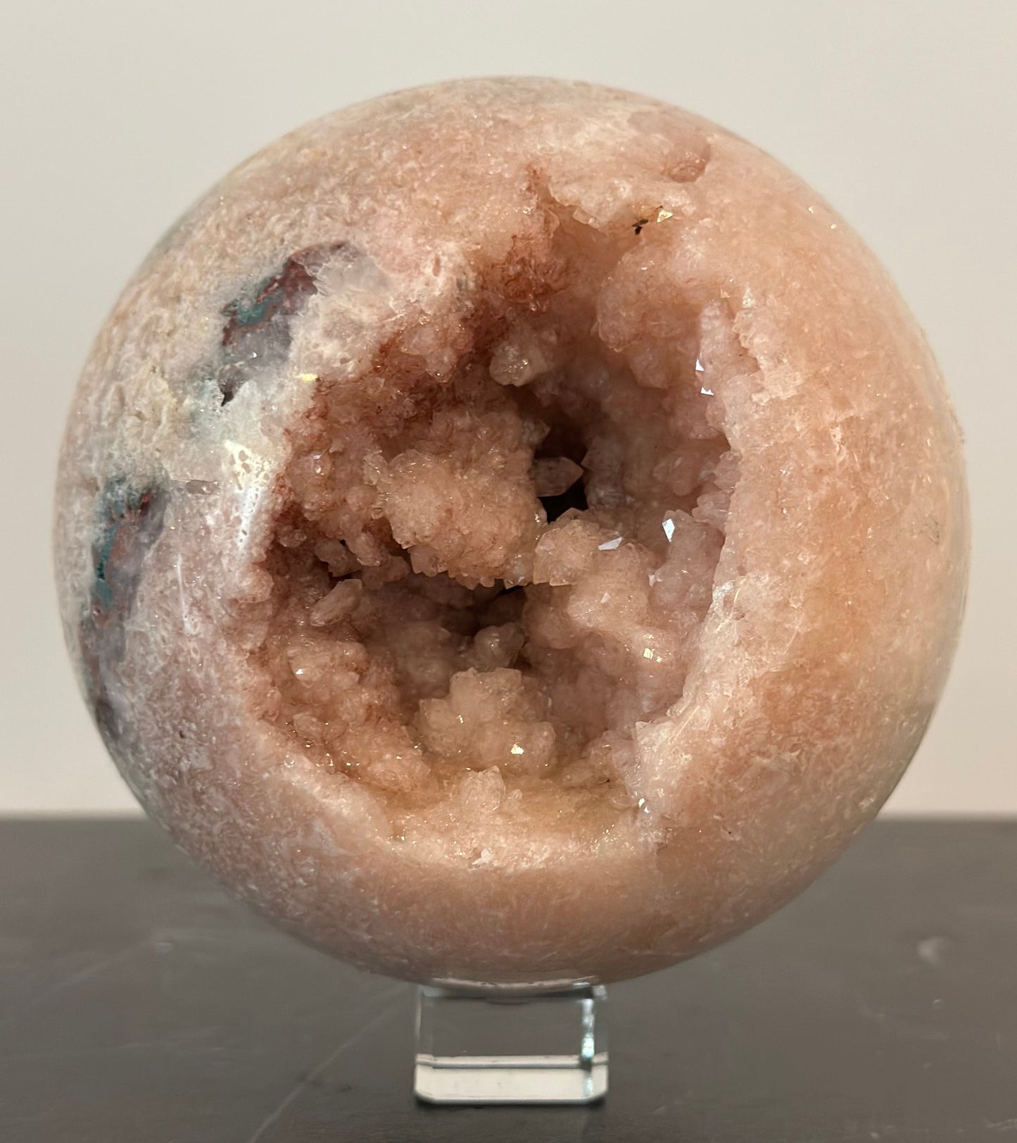Peach Pink Amethyst Druzy Sphere