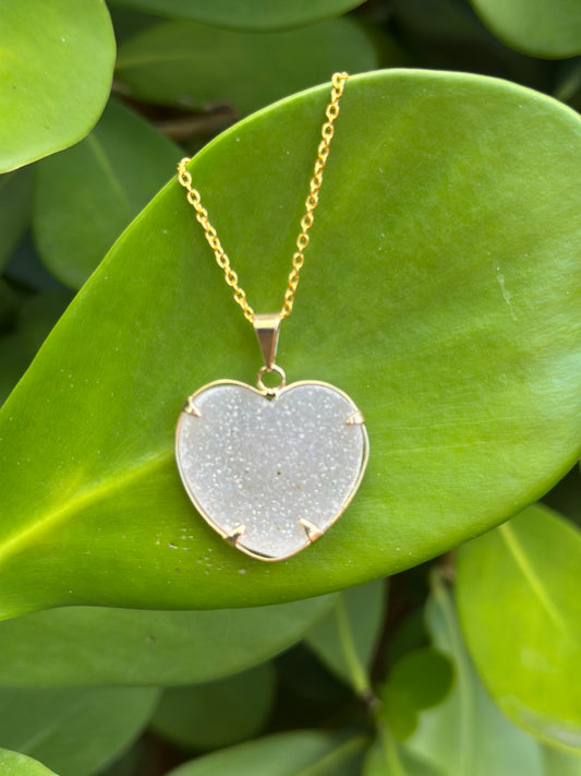 Amethyst Druzy Heart Necklace